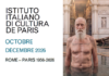 Agenda de Institut culturel italien de Paris. Octobre/décembre 2026