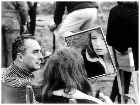 Antonioni e Monica Vitti sul set