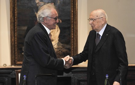 Professor Bazoli con il Presidente della Repubblica, Giorgio Napolitano, in visita all'inaugurazione delle Gallerie