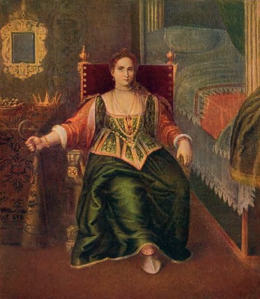 Dame vénitienne dans sa chambre, Ecole de Paris Bordone, collection privée