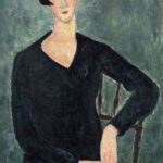 Expo Modigliani à Lille au LaM. Visite-guidée avec Altritaliani. Amedeo Modigliani, Femme assise à la robe bleue, 1917-1919. Moderna Museet, Stockholm.