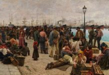 L’immigration italienne en France et dans le monde: dates, lieux et repères chronologiques. Angelo Tommasi, Gli emigranti, 1896 © Rome, Galleria Nazionale d'Arte Moderna e Contemporanea BD