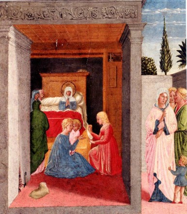 Pinacoteca vaticana, Benozzo Gozzoli, Madonna della cintola, Natività della Vergine.