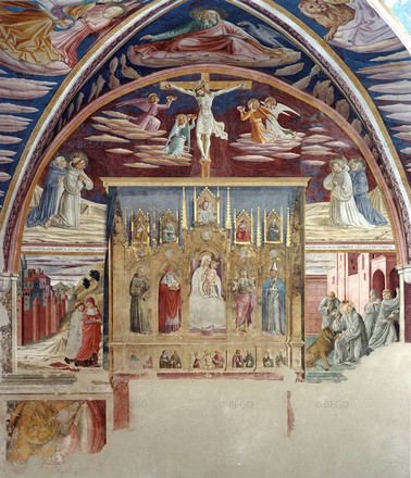 Montefalco, Chiesa di San Francesco, Cappella di san Gerolamo, storie del santo e finto polittico.