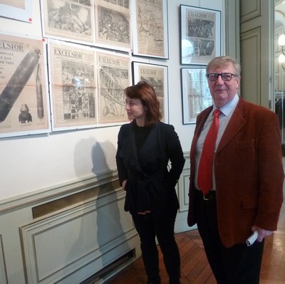 Paris, lundi 8 janvier, présentation de l'exposition 1918 par Alberto Toscano, en présence de Mme Delphine Burkli, Maire du 9e arrondissement.