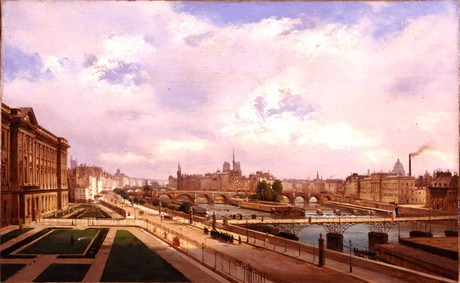 Ippolito Caffi, “Parigi: veduta del palazzo del Louvre”, 1855